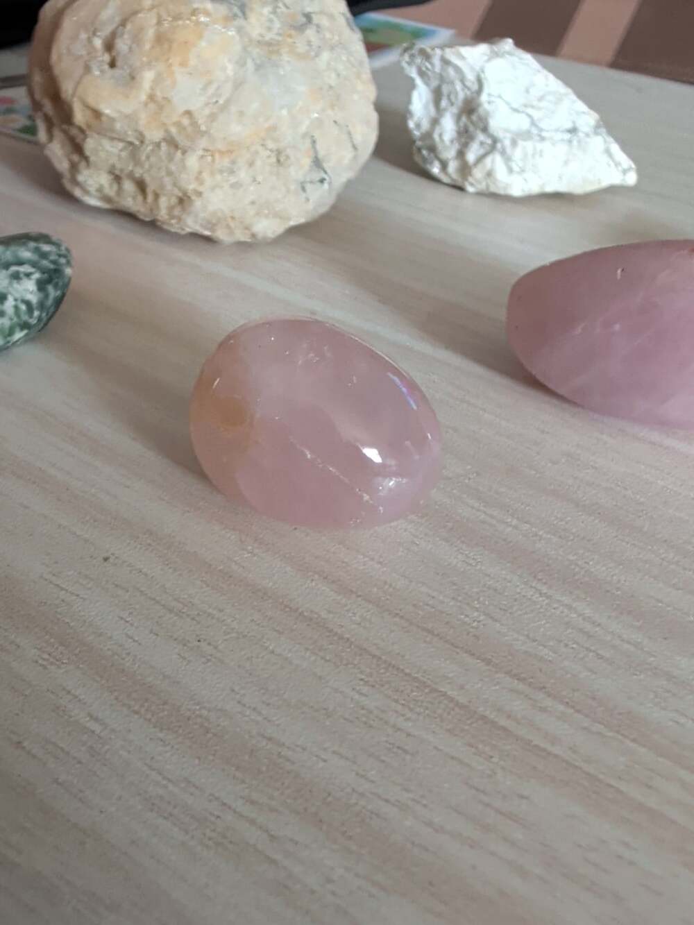 Natural Rose Quartz Polished Healing Crystal Palm Stone